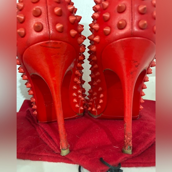 CHRISTIAN LOUBOUTIN “Snakilta” Red Spiked Booties - Picture 5 of 9